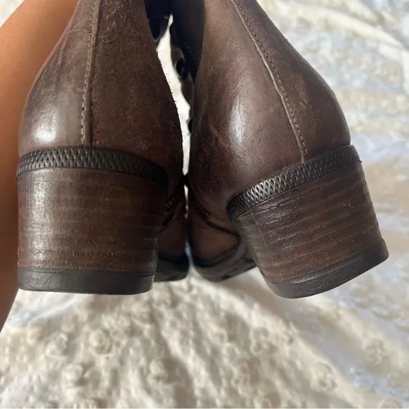 A.S.98 Military Dress Style Boots in Stone Leather Side Zip Women's 38 (US 7.5)