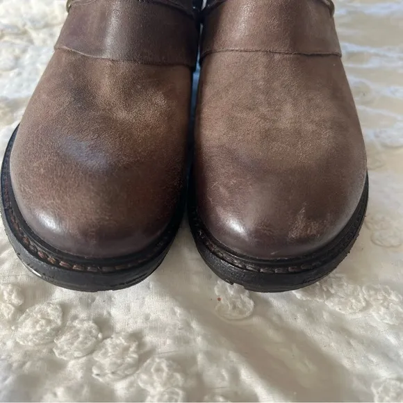 A.S.98 Military Dress Style Boots in Stone Leather Side Zip Women's 38 (US 7.5)