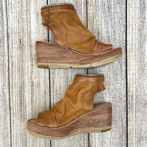 A.S.98 Naylor Women's Size 5.5 US 36 EU Leather Boho Zip Platform Wedge Sandals