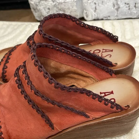 A.S.98 Nelson Women's Boho Wedge Sandals Rust Color Size 38