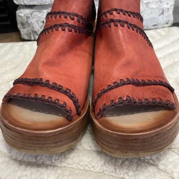 A.S.98 Nelson Women's Boho Wedge Sandals Rust Color Size 38