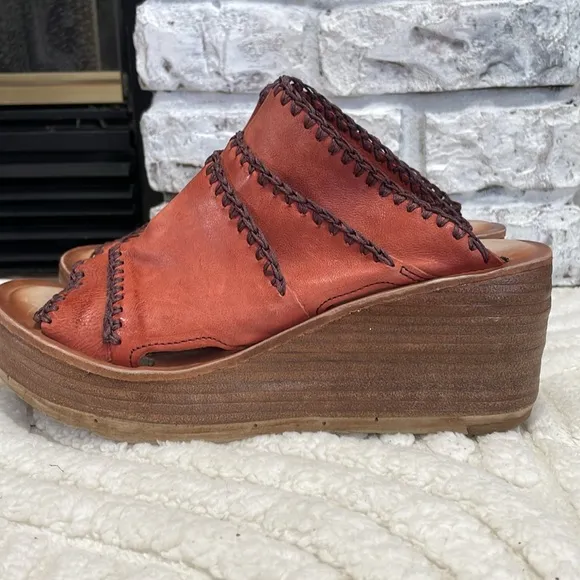 A.S.98 Nelson Women's Boho Wedge Sandals Rust Color Size 38