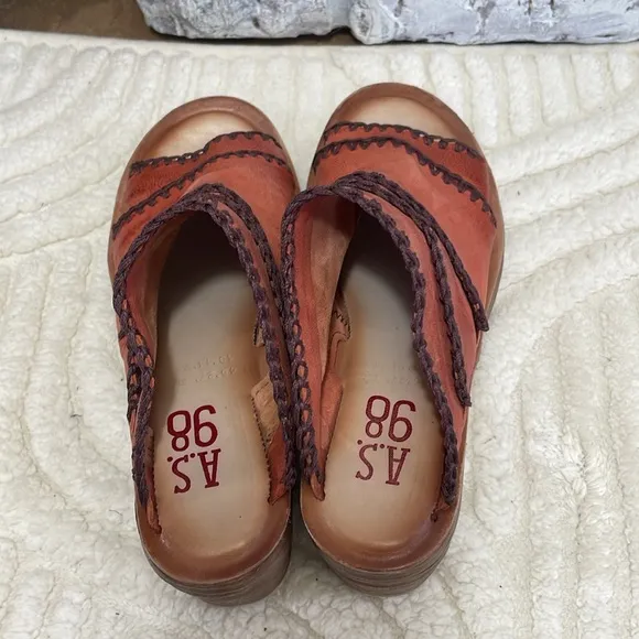 A.S.98 Nelson Women's Boho Wedge Sandals Rust Color Size 38