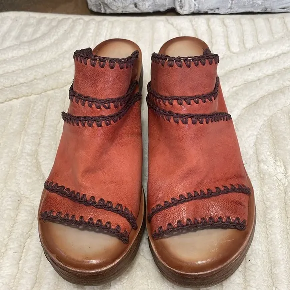 A.S.98 Nelson Women's Boho Wedge Sandals Rust Color Size 38