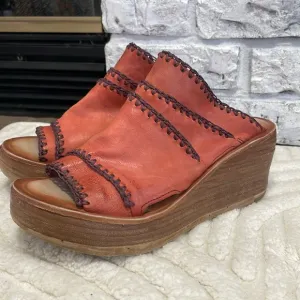 A.S.98 Nelson Women's Boho Wedge Sandals Rust Color Size 38