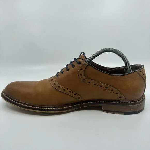 Aston Grey Tokyo Men’s Size 9.5 Brown Blue Oxford Leather Dress Shoes 500031