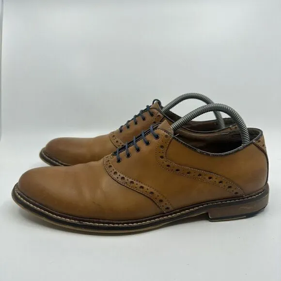 Aston Grey Tokyo Men’s Size 9.5 Brown Blue Oxford Leather Dress Shoes 500031