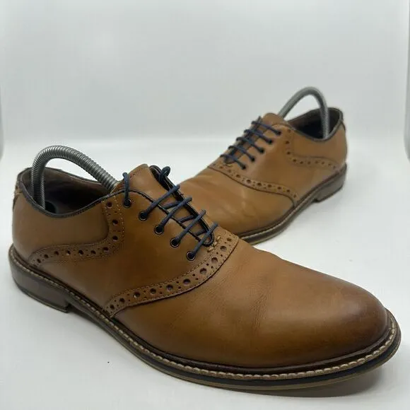 Aston Grey Tokyo Men’s Size 9.5 Brown Blue Oxford Leather Dress Shoes 500031