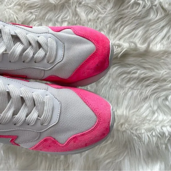 Atlantic Stars | Women’s Lania Neon Pink Orange White Sneakers Shoes Star Patch
