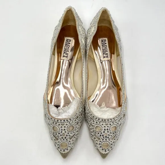 Badgley Mischka BHLDN Womens Size 7 Gigi Jeweled Ivory Ballet Flats Shoes