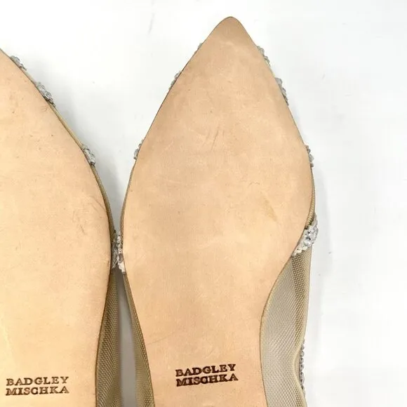 Badgley Mischka BHLDN Womens Size 7 Gigi Jeweled Ivory Ballet Flats Shoes