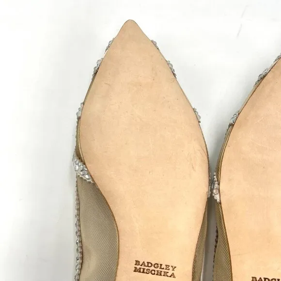 Badgley Mischka BHLDN Womens Size 7 Gigi Jeweled Ivory Ballet Flats Shoes