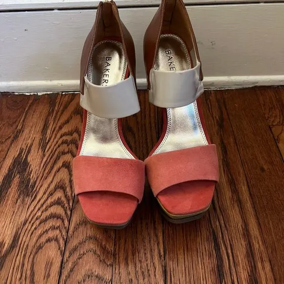 Bakers Suede Colorblock Venessa Stiletto Platform Sandals Size 7.5 BackZip Boho