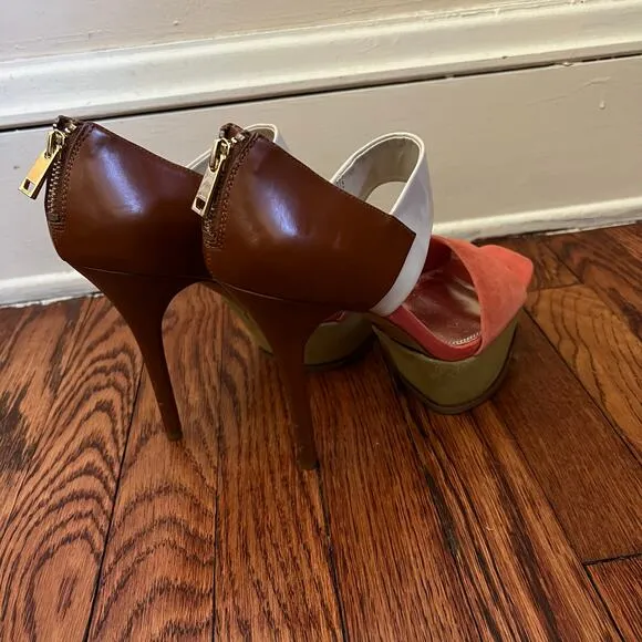 Bakers Suede Colorblock Venessa Stiletto Platform Sandals Size 7.5 BackZip Boho