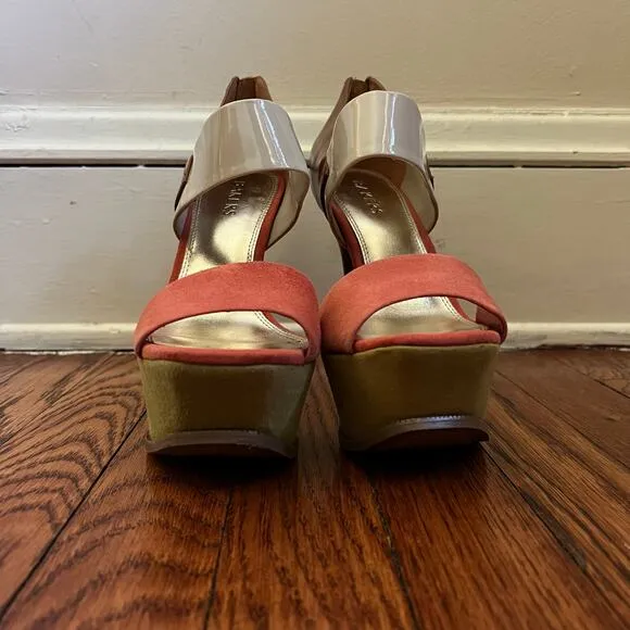 Bakers Suede Colorblock Venessa Stiletto Platform Sandals Size 7.5 BackZip Boho