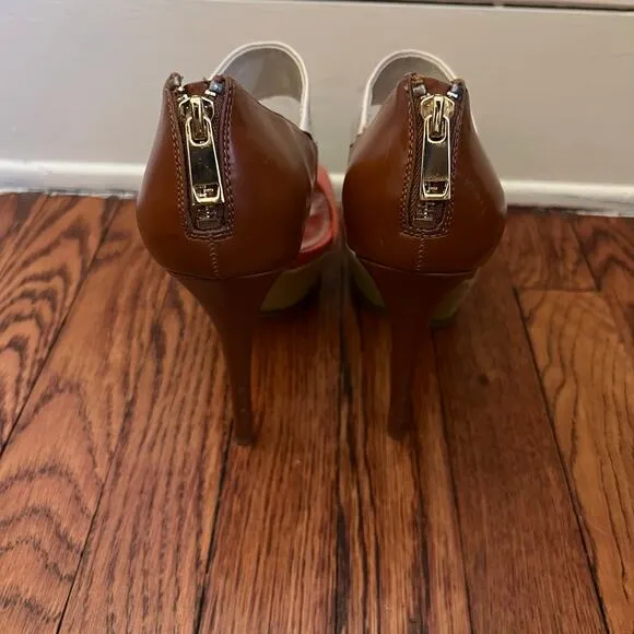 Bakers Suede Colorblock Venessa Stiletto Platform Sandals Size 7.5 BackZip Boho