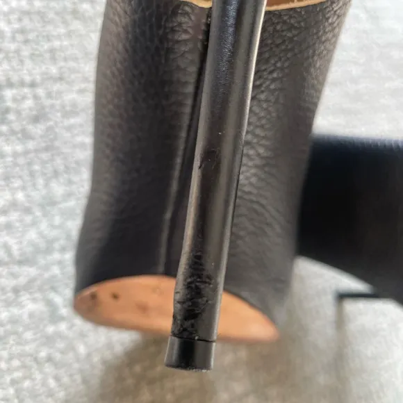 BALENCIAGA Slash Black Pebbled Leather Open Toe Stiletto Slingback Heels