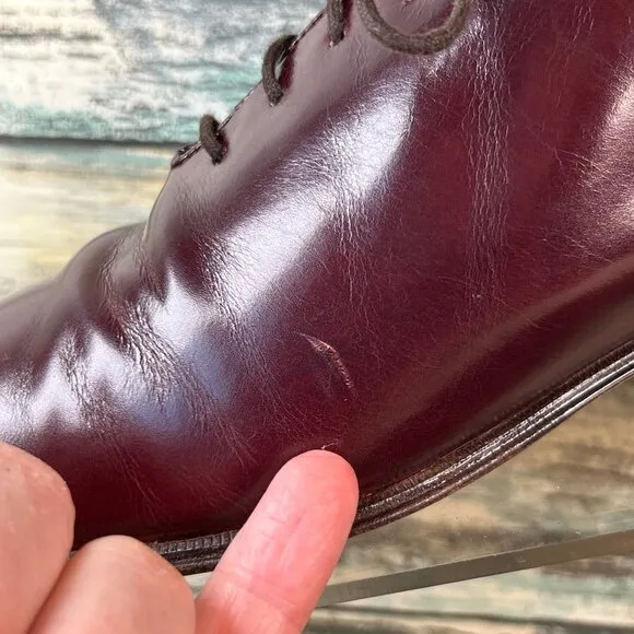 Bally Brissago Oxfords Mens 9.5D Burgundy Leather Plaint Toe Dress Shoes Derby