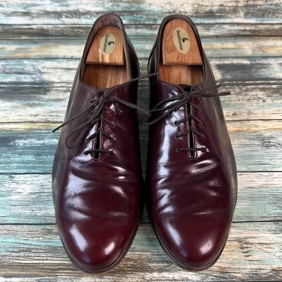 Bally Brissago Oxfords Mens 9.5D Burgundy Leather Plaint Toe Dress Shoes Derby