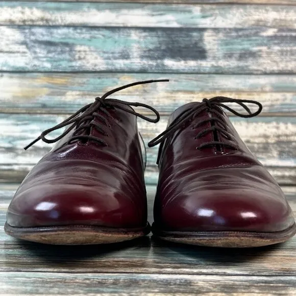Bally Brissago Oxfords Mens 9.5D Burgundy Leather Plaint Toe Dress Shoes Derby