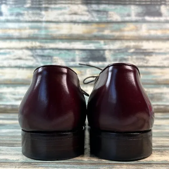 Bally Brissago Oxfords Mens 9.5D Burgundy Leather Plaint Toe Dress Shoes Derby