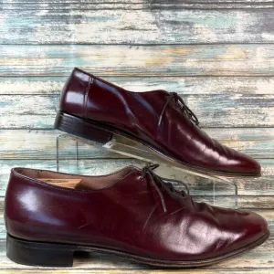 Bally Brissago Oxfords Mens 9.5D Burgundy Leather Plaint Toe Dress Shoes Derby