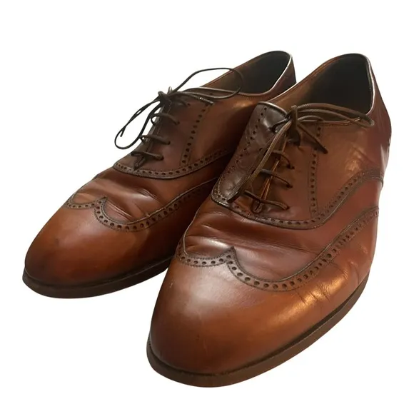 Bally Made in Italy Brown Wingtip Oxfords Dress Shoes 8.5
