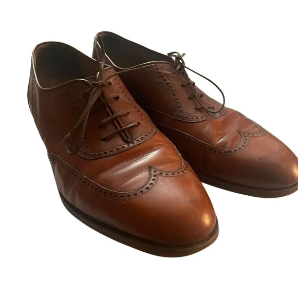 Bally Made in Italy Brown Wingtip Oxfords Dress Shoes 8.5