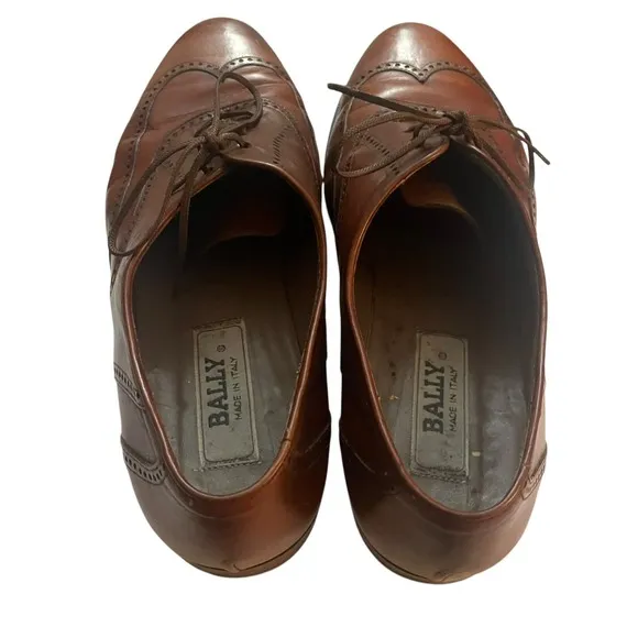 Bally Made in Italy Brown Wingtip Oxfords Dress Shoes 8.5