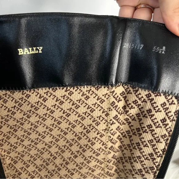BALLY Vintage Black Leather Tall Knee High Heeled Boots