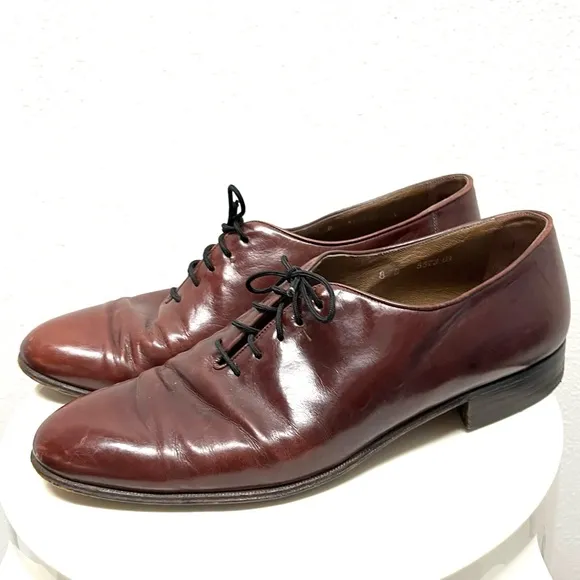 Bally Vintage Mens Brown Leather Lace Up Oxford Dress Shoes
