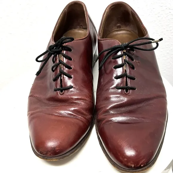 Bally Vintage Mens Brown Leather Lace Up Oxford Dress Shoes