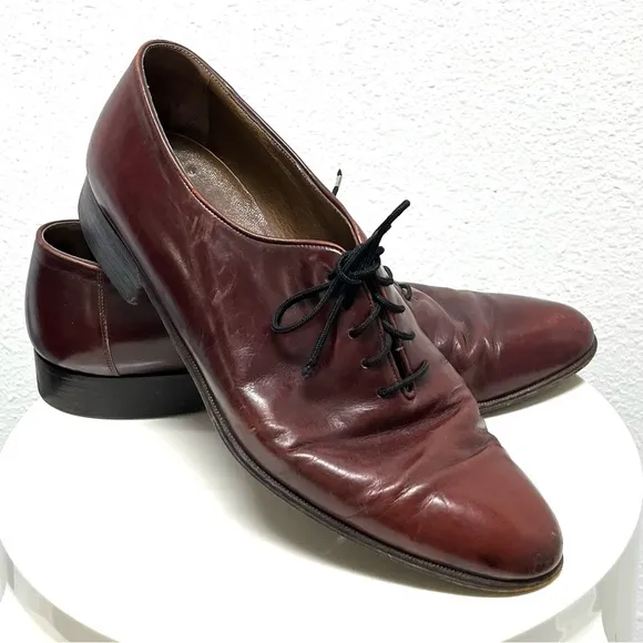 Bally Vintage Mens Brown Leather Lace Up Oxford Dress Shoes