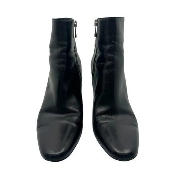 Bally Womens 8.5 M Ankle Boots Leather Black Stiletto Heel Classic Vintage Italy