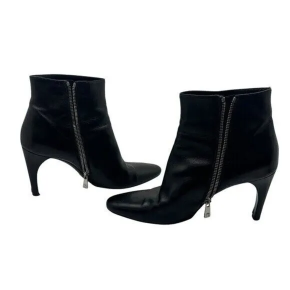 Bally Womens 8.5 M Ankle Boots Leather Black Stiletto Heel Classic Vintage Italy