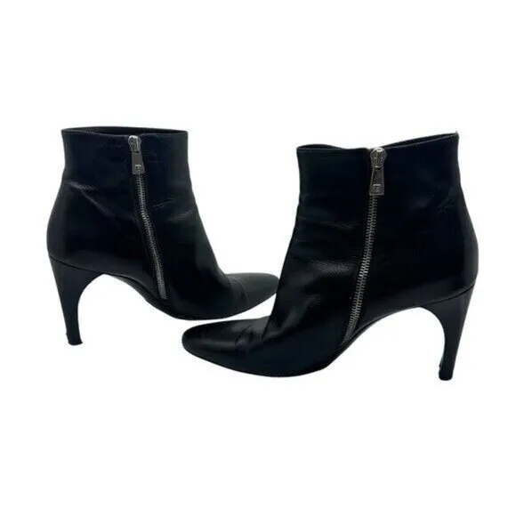 Bally Womens 8.5 M Ankle Boots Leather Black Stiletto Heel Classic Vintage Italy