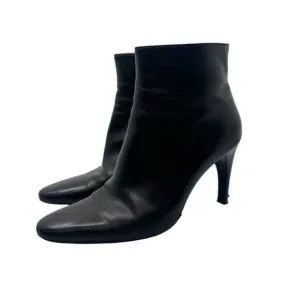 Bally Womens 8.5 M Ankle Boots Leather Black Stiletto Heel Classic Vintage Italy
