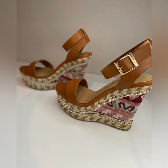 Bamboo~NIB~Boho Style Espadrille Wedge Platform Ankle Strap Sandals~Size 6