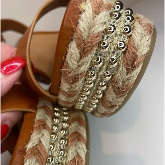 Bamboo~NIB~Boho Style Espadrille Wedge Platform Ankle Strap Sandals~Size 6