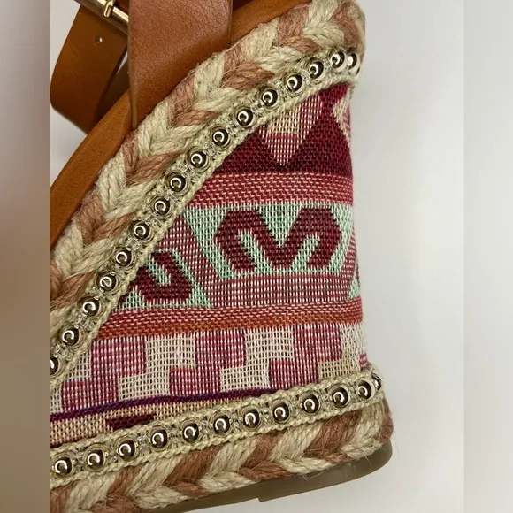 Bamboo~NIB~Boho Style Espadrille Wedge Platform Ankle Strap Sandals~Size 6