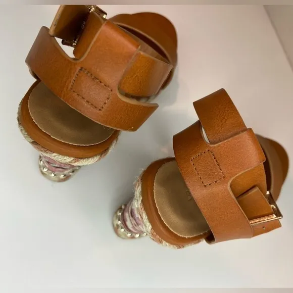 Bamboo~NIB~Boho Style Espadrille Wedge Platform Ankle Strap Sandals~Size 6