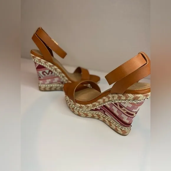 Bamboo~NIB~Boho Style Espadrille Wedge Platform Ankle Strap Sandals~Size 6