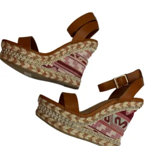 Bamboo~NIB~Boho Style Espadrille Wedge Platform Ankle Strap Sandals~Size 6