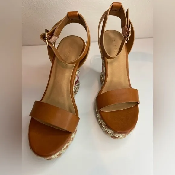 Bamboo~NIB~Boho Style Espadrille Wedge Platform Ankle Strap Sandals~Size 6