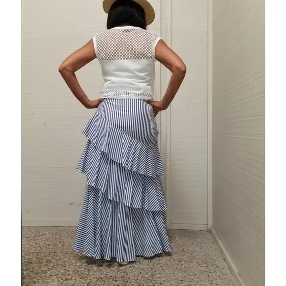 Banana Republic Maxi Skirt High Low &amp; Ruffles Size 4