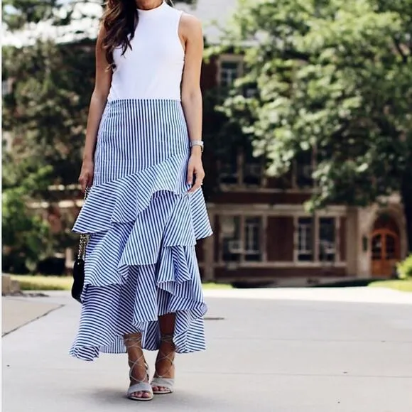 Banana Republic Maxi Skirt High Low &amp; Ruffles Size 4