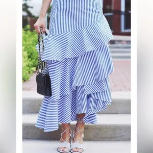 Banana Republic Maxi Skirt High Low &amp; Ruffles Size 4