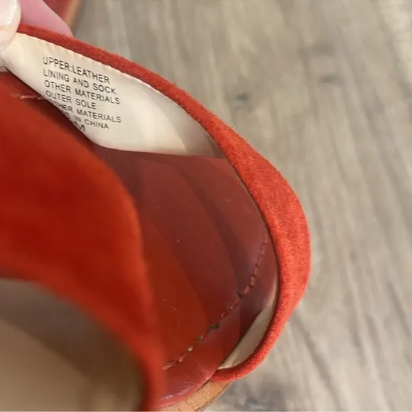 Banana republic Rust Burt Red suede leather sandals, ankle ties s 8.5