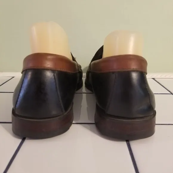 Bass Weejuns 9D Brown Black Colorblock Leather Dress Shoes Slip On Penny Loafers