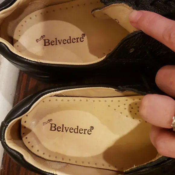 Baybridge Studio Belvedere Black Leather Oxford Dress shoes 14 D